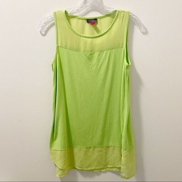 Vince Camuto Chiffon Lime Green Tank Top - Picture 1 of 4